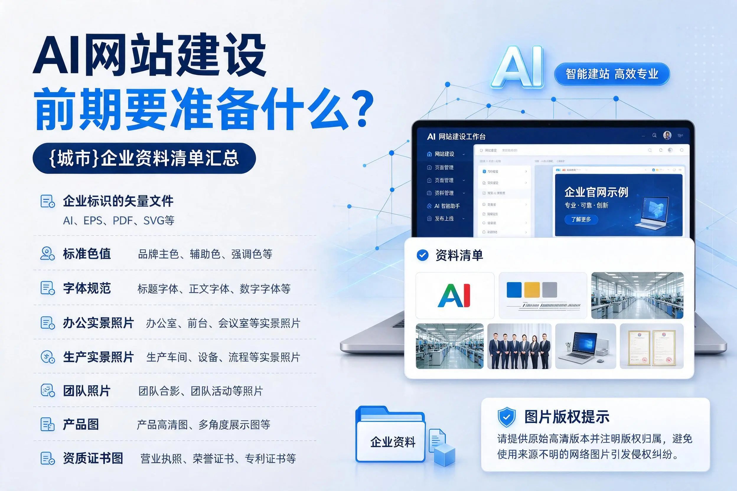 AI网站建设前期要准备什么？宿迁企业资料清单汇总